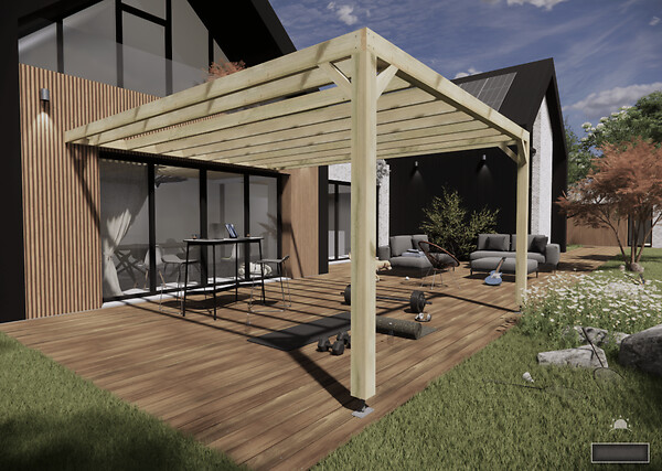 MA PERGOLA BOIS - Pergola bois - 4m x 5m - adossée - sens profondeur - livraison comprise - large