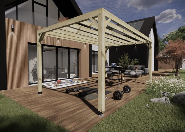 MA PERGOLA BOIS - Pergola bois - 5m x 3m - indépendante - sens largeur - livraison comprise - large