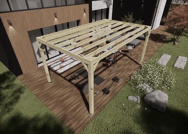 MA PERGOLA BOIS - Pergola bois - 5m x 3m - indépendante - sens largeur - livraison comprise - large