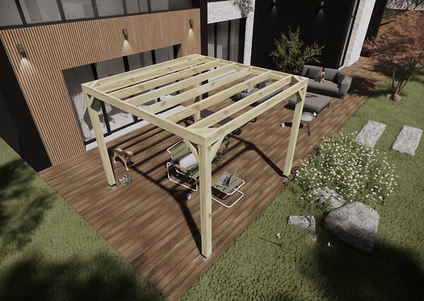 MA PERGOLA BOIS - Pergola bois - 3m x 3m - indépendante - sens largeur - livraison comprise - large