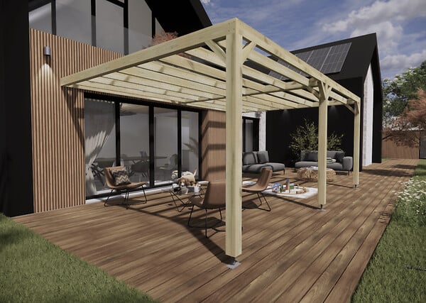 MA PERGOLA BOIS - Pergola bois - 6m x 4m - adossée - sens largeur - livraison comprise - large