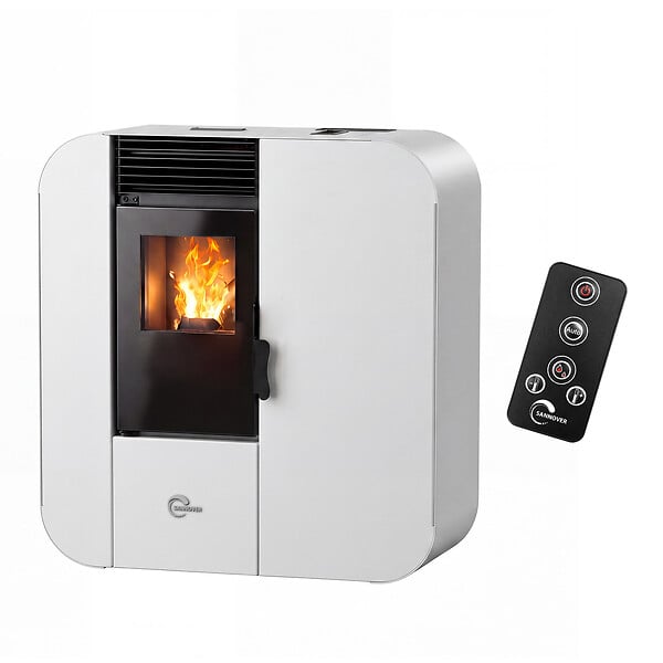 SANNOVER - Poêle à granulés Etanche Slim Astral 13,8 kW Blanc Sannover + Kit d'installation - large