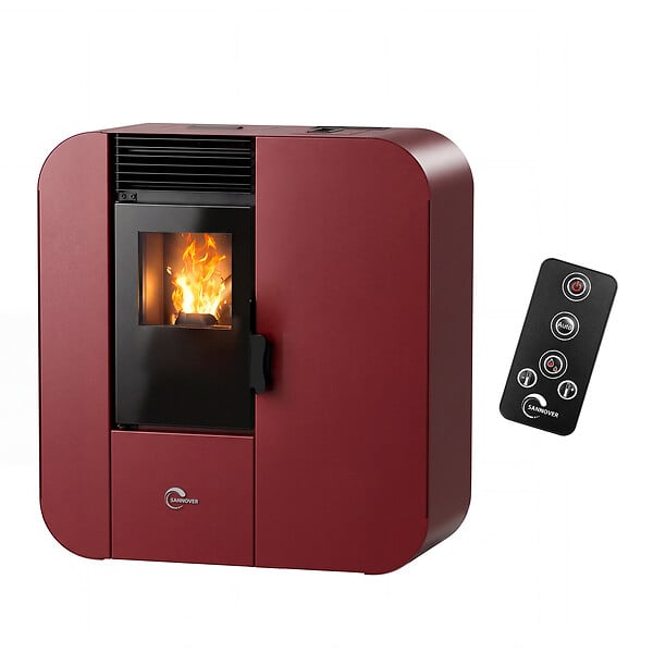 SANNOVER - Poêle à granulés Etanche Slim Astral 13,8 kW Bordeaux Sannover + Kit d'installation - large