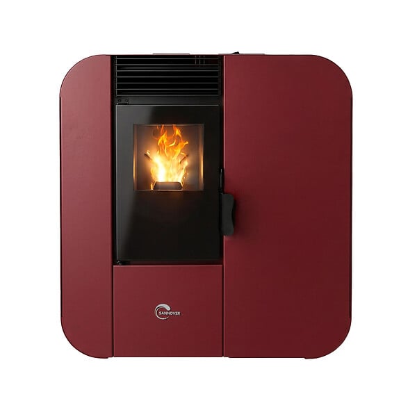 SANNOVER - Poêle à granulés Etanche Slim Astral 13,8 kW Bordeaux Sannover + Kit d'installation - large
