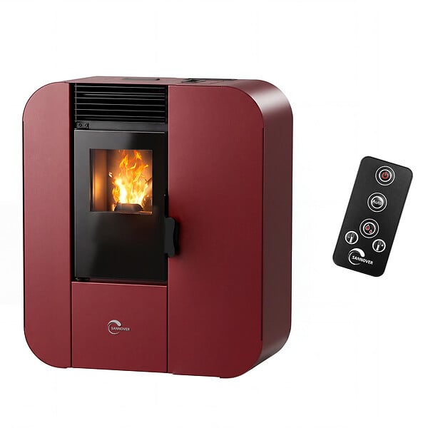 SANNOVER - Poêle à granulés Etanche Slim Astral 9,4 kW Bordeaux Sannover + Kit d'installation - large