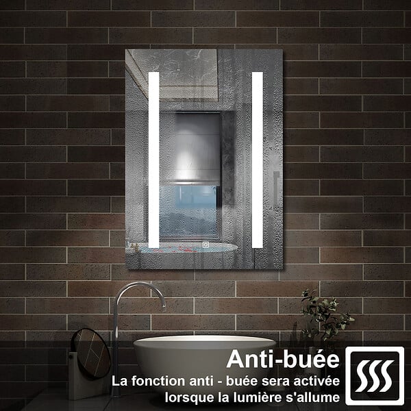 AICA SANITAIRE - Armoire Murale à 3 Étagères Salle de Bain Meuble de Rangement avec Miroir LED 3 Couleurs 70 x 13 x 40cm,Chêne - large