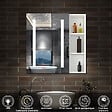 AICA SANITAIRE - Armoire Murale Miroir LED Salle de Bain Meuble de Rangement avec Étagères,Blanc - vignette