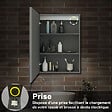 AICA SANITAIRE - Armoire Murale à 3 Étagères Salle de Bain Meuble de Rangement avec Miroir LED 3 Couleurs 70 x 13 x 40cm,Anthracite - vignette