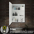 AICA SANITAIRE - Armoire Murale à 3 Étagères Salle de Bain Meuble de Rangement avec Miroir LED 3 Couleurs 70 x 13 x 50cm,Blanc - vignette