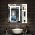 AICA SANITAIRE - Armoire Murale Miroir LED Salle de Bain Meuble de Rangement avec Étagères,Blanc - vignette