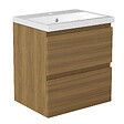 AICA SANITAIRE - AICA Ensemble de Meubles Salle de Bain avec Vasque 50cm, Meuble sous lavabo suspendu,Fonction soft-close,3 pièces Noyer - vignette