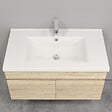 AICA SANITAIRE - AICA Ensemble de Meubles Mural Salle de Bain 80cm avec Céramique Vasque et Miroir Lumineux,4 Pièces Chêne - vignette