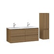 AICA SANITAIRE - AICA Ensemble de Meuble Double Vasque 120 cm Salle de Bain, Meuble sous lavabo suspendu,Fonction soft-close,3 pièces Noyer - vignette