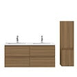 AICA SANITAIRE - AICA Ensemble de Meuble Double Vasque 120 cm Salle de Bain, Meuble sous lavabo suspendu,Fonction soft-close,3 pièces Noyer - vignette