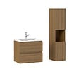 AICA SANITAIRE - AICA Ensemble de Meubles Salle de Bain avec Vasque 60cm, Meuble sous lavabo suspendu,Fonction soft-close,3 pièces Noyer - vignette