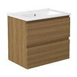 AICA SANITAIRE - AICA Ensemble de Meubles Salle de Bain avec Vasque 60cm, Meuble sous lavabo suspendu,Fonction soft-close,3 pièces Noyer - vignette