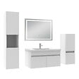 AICA SANITAIRE - AICA Ensemble de Meubles Mural Salle de Bain 80cm avec Céramique Vasque et Miroir Lumineux,4 Pièces Blanc - vignette