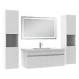 AICA SANITAIRE - AICA Ensemble de Meubles Mural Salle de Bain 100cm avec Céramique Vasque et Miroir Lumineux,4 Pièces Blanc - vignette