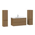 AICA SANITAIRE - AICA Ensemble de Meubles Salle de Bain avec Vasque 100cm, Meuble sous lavabo suspendu,Fonction soft-close,4 pièces Noyer - vignette