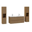 AICA SANITAIRE - AICA Ensemble de Meuble Double Vasque 120 cm Salle de Bain, Meuble sous lavabo suspendu,Fonction soft-close,4 pièces Noyer - vignette