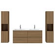 AICA SANITAIRE - AICA Ensemble de Meuble Double Vasque 120 cm Salle de Bain, Meuble sous lavabo suspendu,Fonction soft-close,4 pièces Noyer - vignette