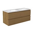 AICA SANITAIRE - AICA Ensemble de Meuble Double Vasque 120 cm Salle de Bain, Meuble sous lavabo suspendu,Fonction soft-close,4 pièces Noyer - vignette