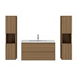 AICA SANITAIRE - AICA Ensemble de Meubles Salle de Bain avec Vasque 100cm, Meuble sous lavabo suspendu,Fonction soft-close,4 pièces Noyer - vignette
