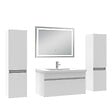 AICA SANITAIRE - AICA Ensemble de Meubles Mural Salle de Bain 80cm avec Céramique Vasque et Miroir Lumineux,4 Pièces Blanc - vignette