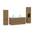 AICA SANITAIRE - AICA Ensemble de Meuble Double Vasque 120 cm Salle de Bain, Meuble sous lavabo suspendu,Fonction soft-close,4 pièces Noyer - vignette