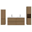 AICA SANITAIRE - AICA Ensemble de Meuble Double Vasque 120 cm Salle de Bain, Meuble sous lavabo suspendu,Fonction soft-close,4 pièces Noyer - vignette