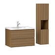 AICA SANITAIRE - AICA Ensemble de Meubles Salle de Bain avec Vasque 80cm, Meuble sous lavabo suspendu,Fonction soft-close,3 pièces Noyer - vignette