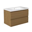 AICA SANITAIRE - AICA Ensemble de Meubles Salle de Bain avec Vasque 80cm, Meuble sous lavabo suspendu,Fonction soft-close,3 pièces Noyer - vignette