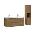 AICA SANITAIRE - AICA Ensemble de Meuble Double Vasque 120 cm Salle de Bain, Meuble sous lavabo suspendu,Fonction soft-close,3 pièces Noyer - vignette