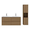 AICA SANITAIRE - AICA Ensemble de Meuble Double Vasque 120 cm Salle de Bain, Meuble sous lavabo suspendu,Fonction soft-close,3 pièces Noyer - vignette
