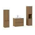 AICA SANITAIRE - AICA Ensemble de Meubles Salle de Bain avec Vasque 60cm, Meuble sous lavabo suspendu,Fonction soft-close,4 pièces Noyer - vignette