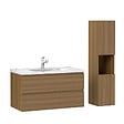 AICA SANITAIRE - AICA Ensemble de Meubles Salle de Bain avec Vasque 100cm, Meuble sous lavabo suspendu,Fonction soft-close,3 pièces Noyer - vignette