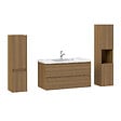 AICA SANITAIRE - AICA Ensemble de Meubles Salle de Bain avec Vasque 100cm, Meuble sous lavabo suspendu,Fonction soft-close,4 pièces Noyer - vignette