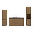 AICA SANITAIRE - AICA Ensemble de Meubles Salle de Bain avec Vasque 100cm, Meuble sous lavabo suspendu,Fonction soft-close,4 pièces Noyer - vignette