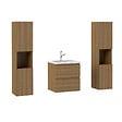 AICA SANITAIRE - AICA Ensemble de Meubles Salle de Bain avec Vasque 50cm, Meuble sous lavabo suspendu,Fonction soft-close,4 pièces Noyer - vignette