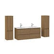 AICA SANITAIRE - AICA Ensemble de Meuble Double Vasque 120 cm Salle de Bain, Meuble sous lavabo suspendu,Fonction soft-close,4 pièces Noyer - vignette