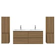 AICA SANITAIRE - AICA Ensemble de Meuble Double Vasque 120 cm Salle de Bain, Meuble sous lavabo suspendu,Fonction soft-close,4 pièces Noyer - vignette