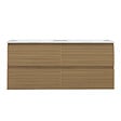 AICA SANITAIRE - AICA Ensemble de Meuble Double Vasque 120 cm Salle de Bain, Meuble sous lavabo suspendu,Fonction soft-close,2 pièces Noyer - vignette