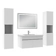 AICA SANITAIRE - AICA Ensemble de Meubles Mural Salle de Bain 80cm avec Céramique Vasque et Miroir Lumineux,4 Pièces Blanc - vignette