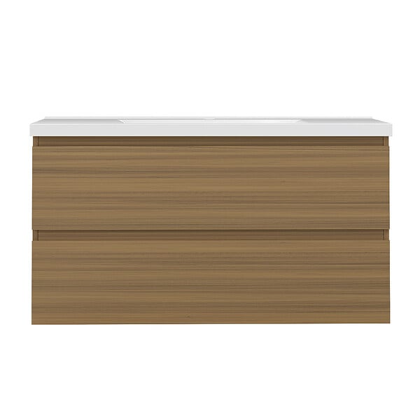 AICA SANITAIRE - AICA Ensemble de Meubles Salle de Bain avec Vasque 100cm, Meuble sous lavabo suspendu,Fonction soft-close,2 pièces Noyer - large