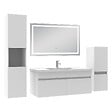 AICA SANITAIRE - AICA Ensemble de Meubles Mural Salle de Bain 100cm avec Céramique Vasque et Miroir Lumineux,4 Pièces Blanc - vignette