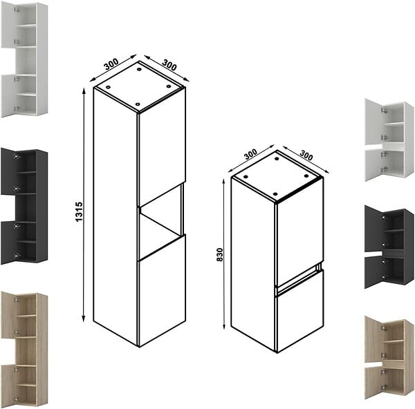 AICA SANITAIRE - AICA Ensemble de Meubles Mural Salle de Bain 100cm avec Céramique Vasque et Miroir Lumineux,4 Pièces Blanc - large