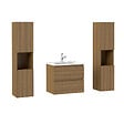 AICA SANITAIRE - AICA Ensemble de Meubles Salle de Bain avec Vasque 60cm, Meuble sous lavabo suspendu,Fonction soft-close,4 pièces Noyer - vignette