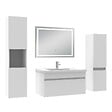 AICA SANITAIRE - AICA Ensemble de Meubles Mural Salle de Bain 80cm avec Céramique Vasque et Miroir Lumineux,4 Pièces Blanc - vignette