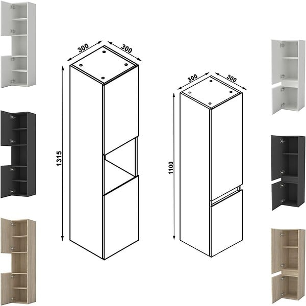 AICA SANITAIRE - AICA Ensemble de Meubles Mural Salle de Bain 80cm avec Céramique Vasque et Miroir Lumineux,4 Pièces Blanc - large