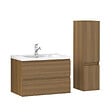AICA SANITAIRE - AICA Ensemble de Meubles Salle de Bain avec Vasque 80cm, Meuble sous lavabo suspendu,Fonction soft-close,3 pièces Noyer - vignette